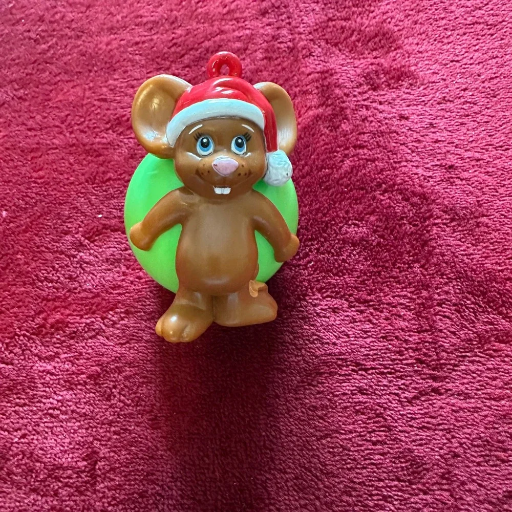 Vintage‎ Clancy the Christmas Mouse Candy Dispenser & Ornament Green Red 1992